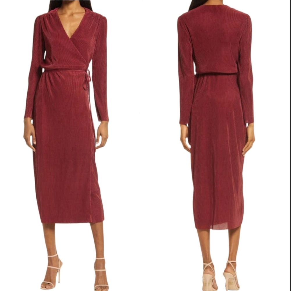 Charles Henry Dress Large Pleated Wrap Dress
